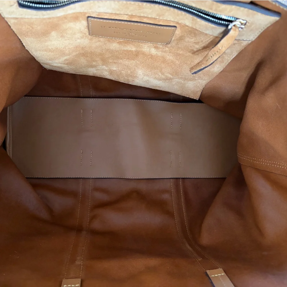 EUC Sezane Camel Beige Caramel Sand Suede Gabin Tote Bag Weekender Large Maxi